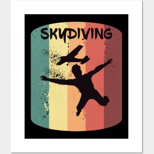 Vintage Skydiving Plane Jumping Parachute Gift Posters and Art